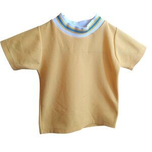 Boys 4-5 Vintage 1970s Yellow Short-Sleeve Shirt Ringer Collar Polyester Penneys